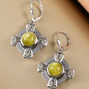 Connemara Marble Irish Line of Faith Celtic Cross Earrings